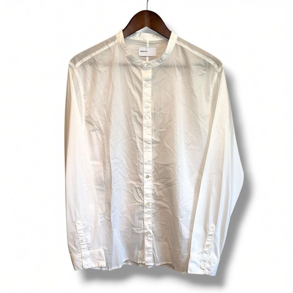 NWOT BLDWN Lightweight Band Collar Button Up Shirt Men’s Sz M in White